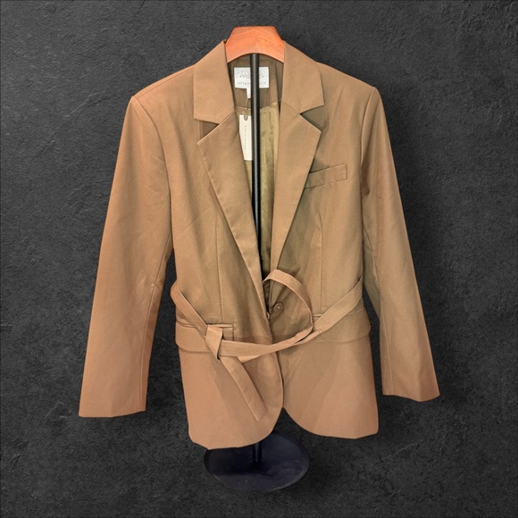 Mare Mare x Anthropologie NWT Tie Blazer XS Moss Professional Workwear Belted - Picture 2 of 6